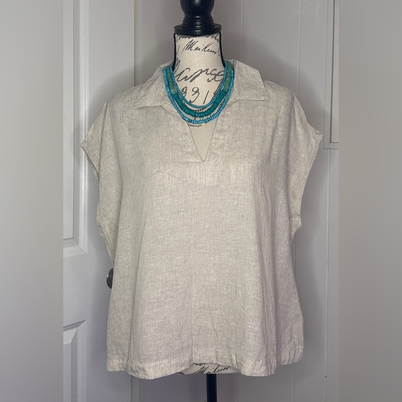 Old Navy Cream Linen Women's Blouse - Picture 2 of 6
